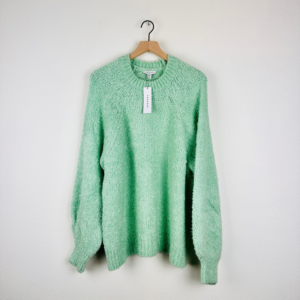 Topshop Boucle Oversized Knit Tunic Sweater Seafoam Green, Size M 8/10